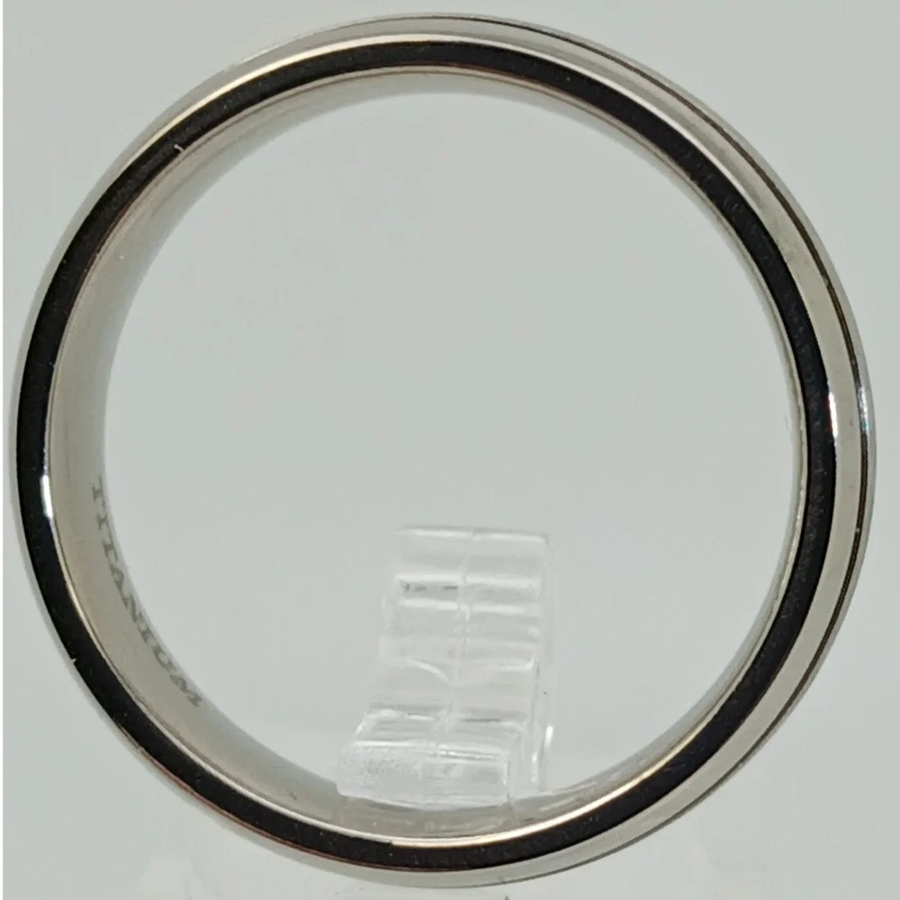Vintage Mens Titanium 6mm Comfort Fit Band Ring Size 10 Brushed Polished Silver
